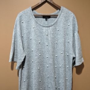 Lane Bryant pearl accent short sleeve sweater